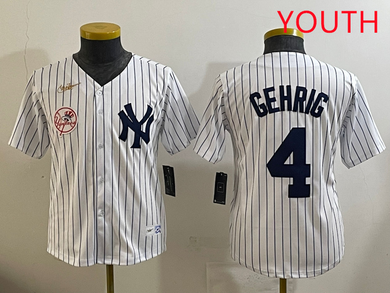 Youth New York Yankees 4 Gehrig White 2025 Nike MLB jersey style 4